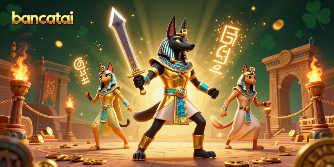 Engage with bancatai's slot gaming experience featuring Anubis and Bastet in an ancient arena.