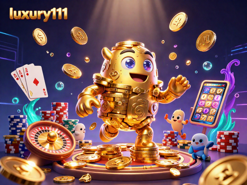 Experience thrilling wins with luxury111's vibrant 3D casino adventure featuring gold golems and roulette!