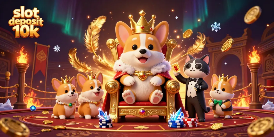 Permainan slot deposit 10k dengan jackpot besar ditampilkan melalui ilustrasi kartun 3D penuh warna.