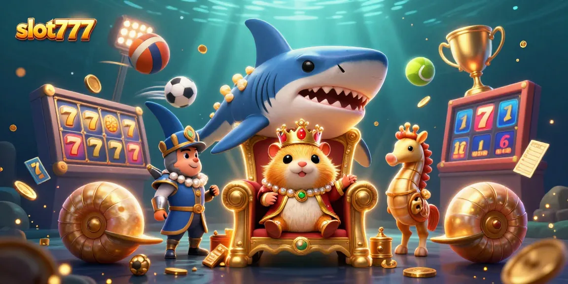 Experience the thrill of jackpot spins at slot777, illustrated in a vibrant underwater scene.