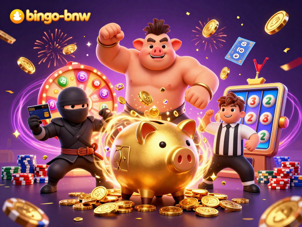 Win big with bingo-bnw in this vibrant 3D illustration of a lively bingo scene.