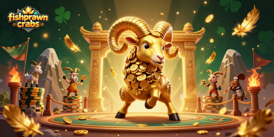 Experience the thrill of fishprawncrabs as you watch a golden ram charge in a vibrant gambling arena.