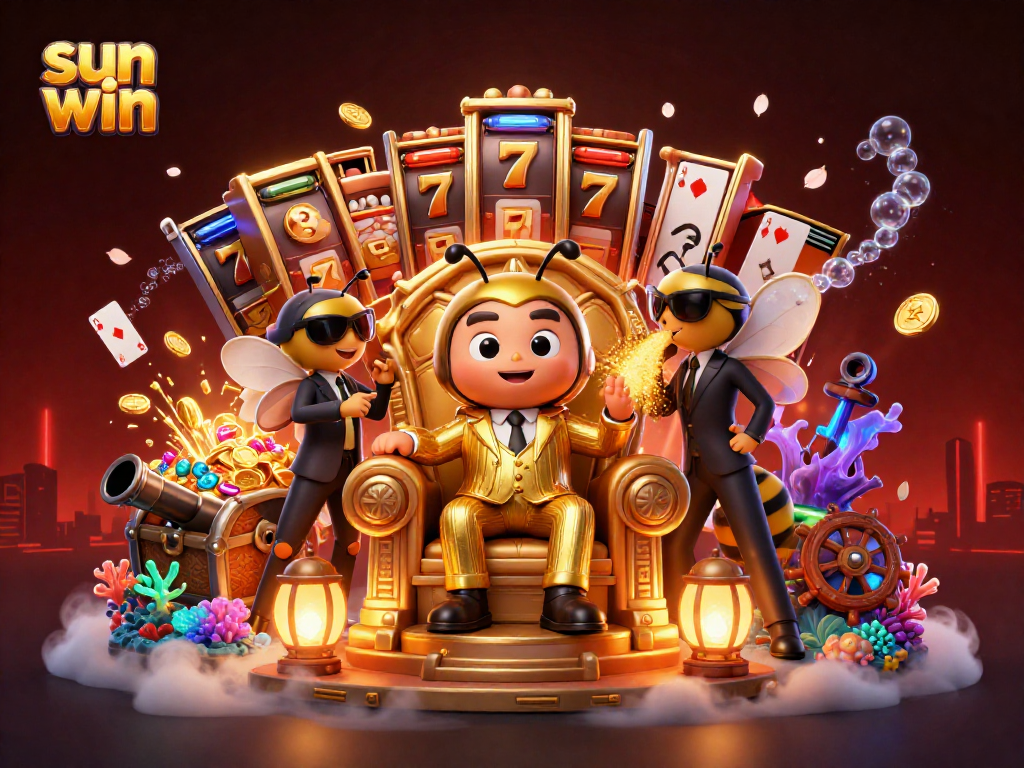 sun win the ultimate casino experience with a dynamic 3D illustration featuring captivating characters and thrilling game elements