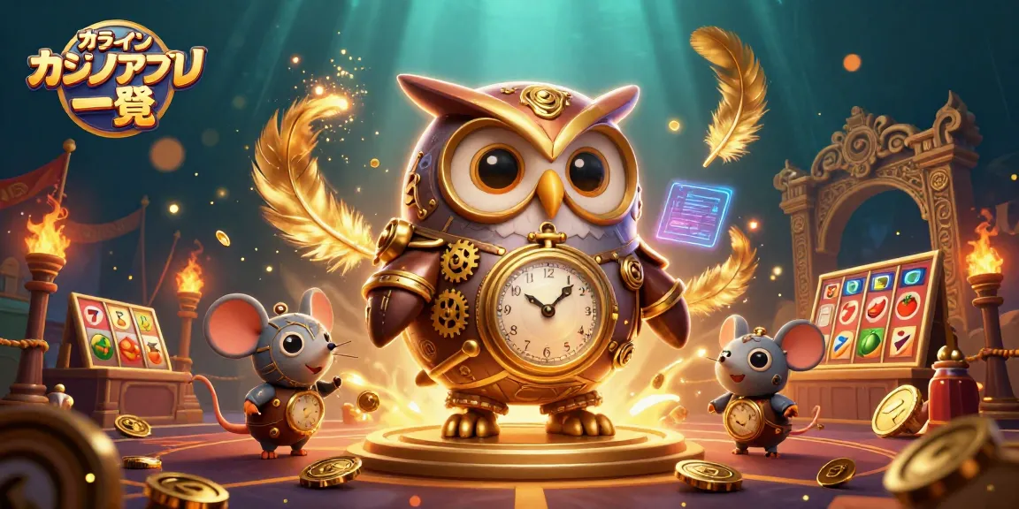 オンラインカジノアプリ一覧でスロットのジャックポットを狙うキャラクターのイラスト