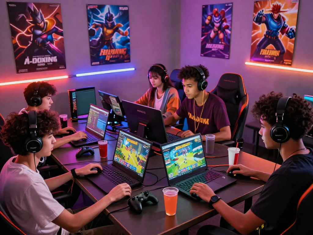 Group playing MAHJONGJP88 Online in a vibrant gaming setup, showcasing excitement and camaraderie.