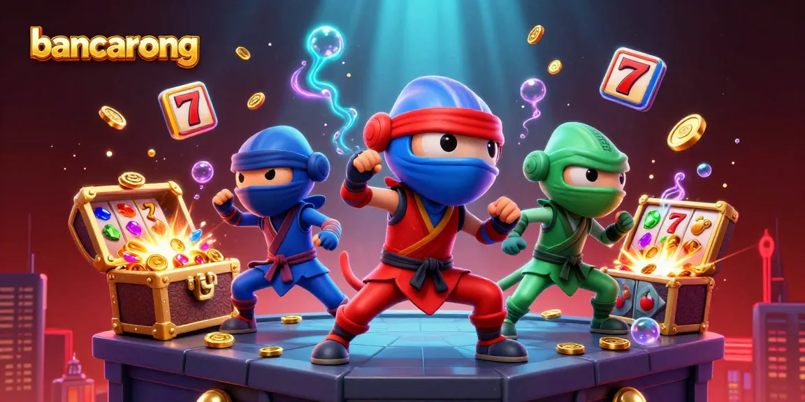Bancarong showcases a thrilling casino scene with ninjas and jackpot symbols in a vibrant, dynamic illustration.