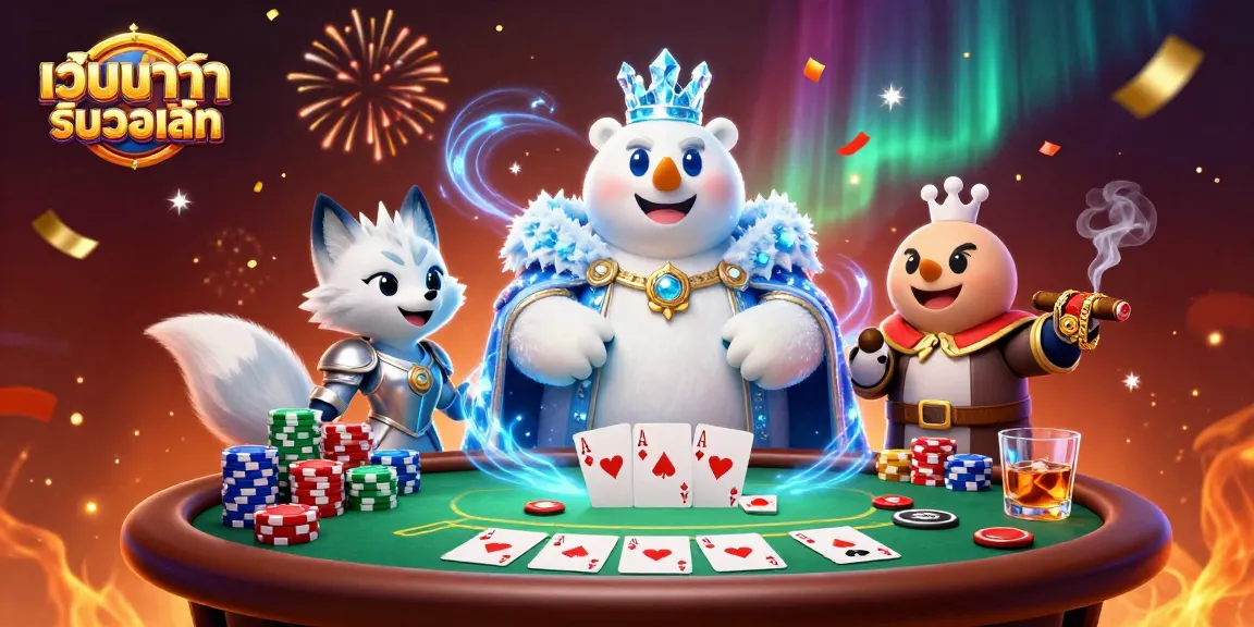 Engage in เว็บบาคาร่ารับวอเลท with a vibrant casino illustration featuring a polar bear and snow fox.