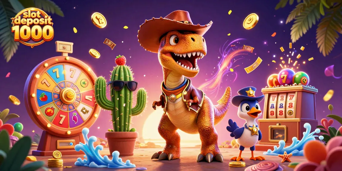 Engage with slot deposit 1000 through thrilling cartoon characters and vibrant casino elements.