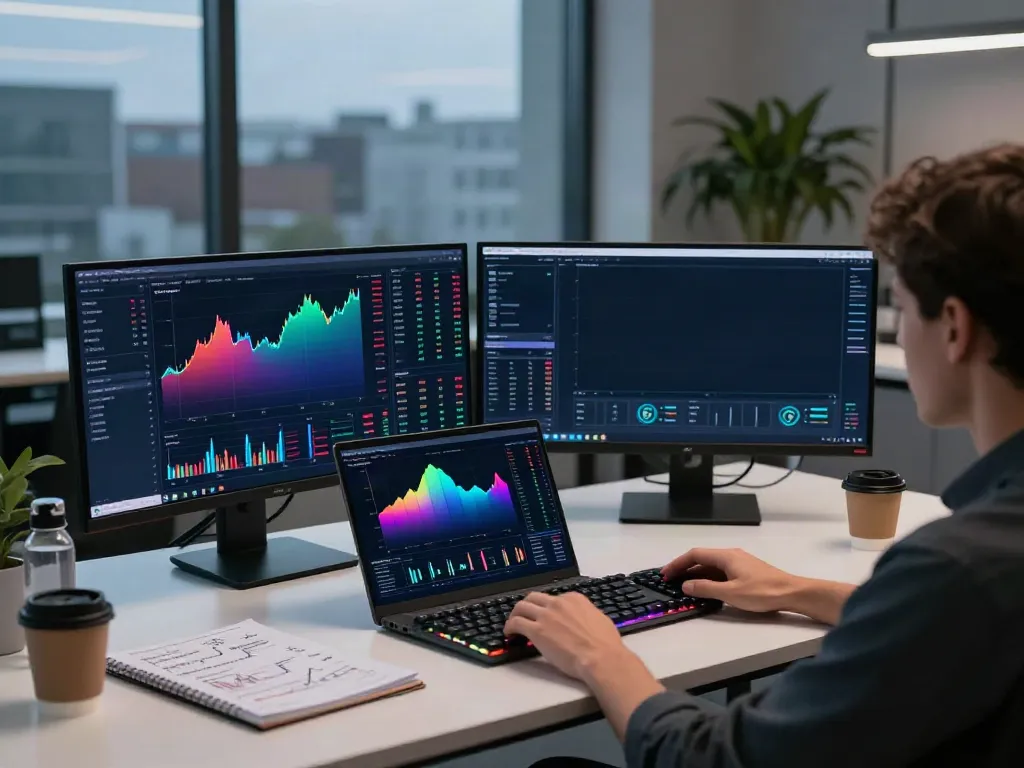 Professional trading environment with real-time stock charts highlighting best stock market API 2026 in action.