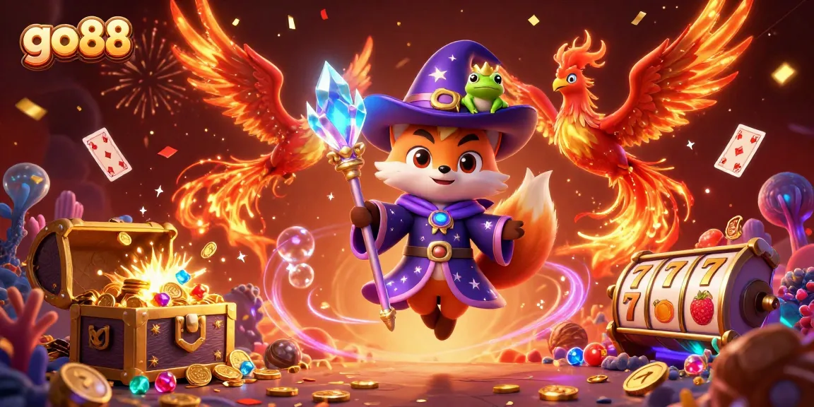 Engage with exciting slots at go 88 featuring a wizard fox, phoenix, and magical treasures.