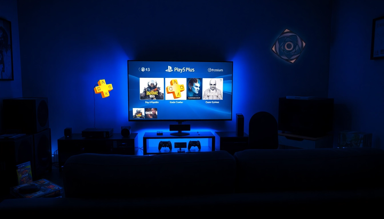 Engage with PS Plus Premium games in an immersive gaming setup, showcasing excitement and comfort.