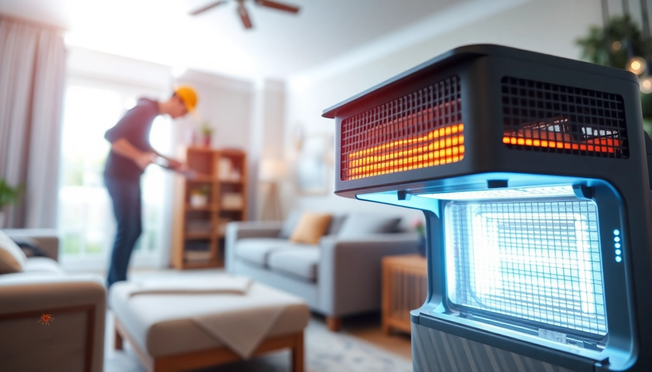 Experience the effectiveness of bed bug heat treatment with professional equipment in use.