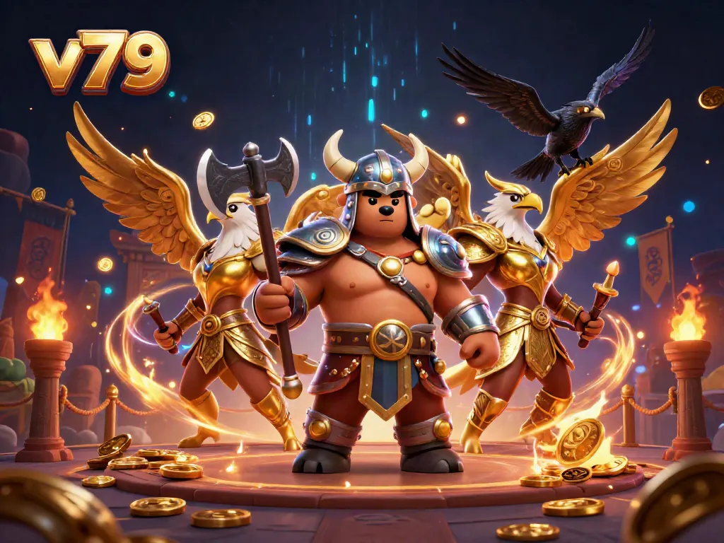 Engage in thrilling gameplay at v79 with animated characters in a vibrant casino scene.